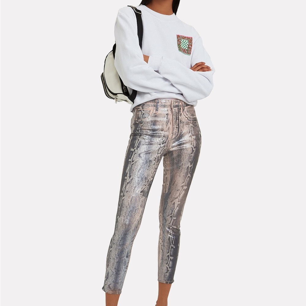 NEW L'AGENCE Margot‎ Foiled Python Skinny, Size 24, NWOT